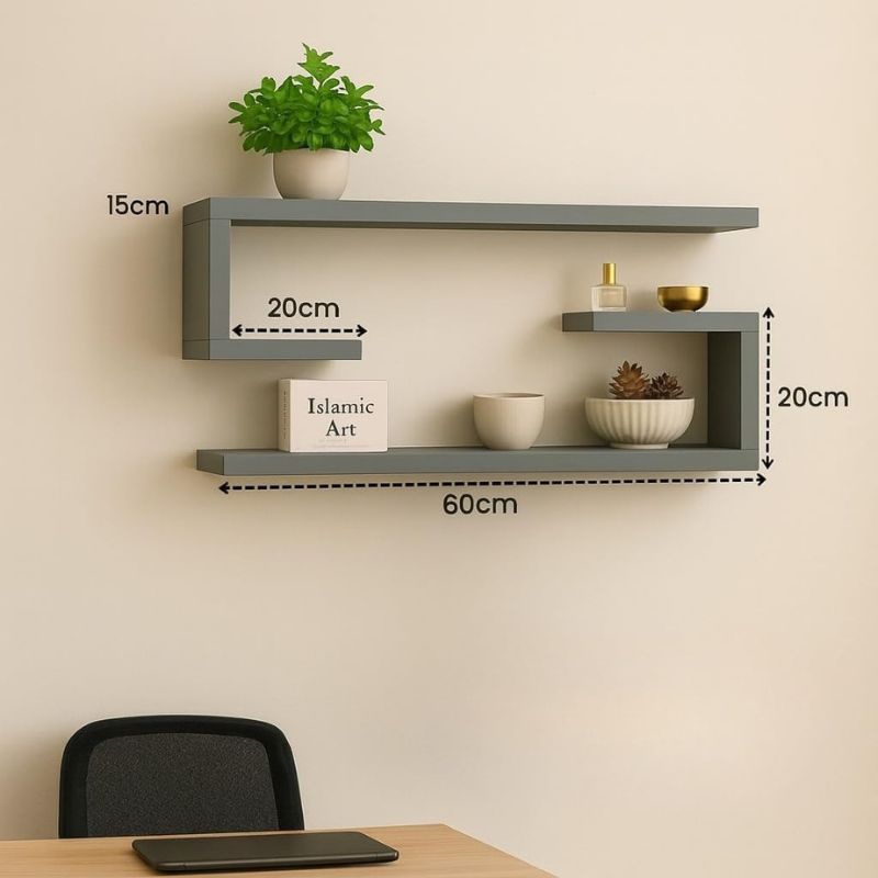 Рафт за стена, комплект от 2 броя, бял, 60х15x20 см