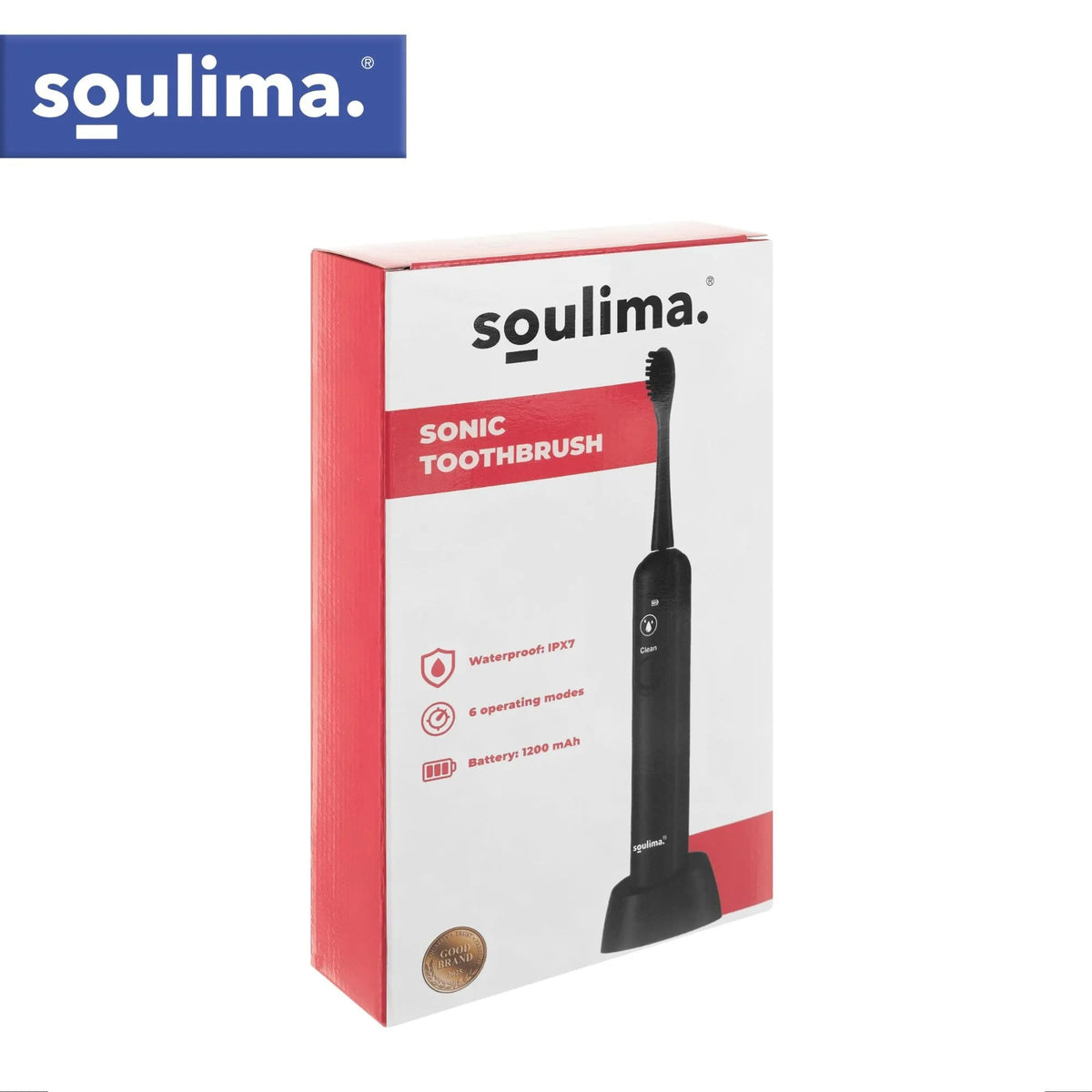 Електрическа звукова четка за зъби Soulima, 90 000 оборота/мин. + 6 глави, черна