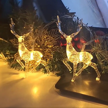 Коледна декорация с LED светещи еленчета, топло бяло, 10 броя