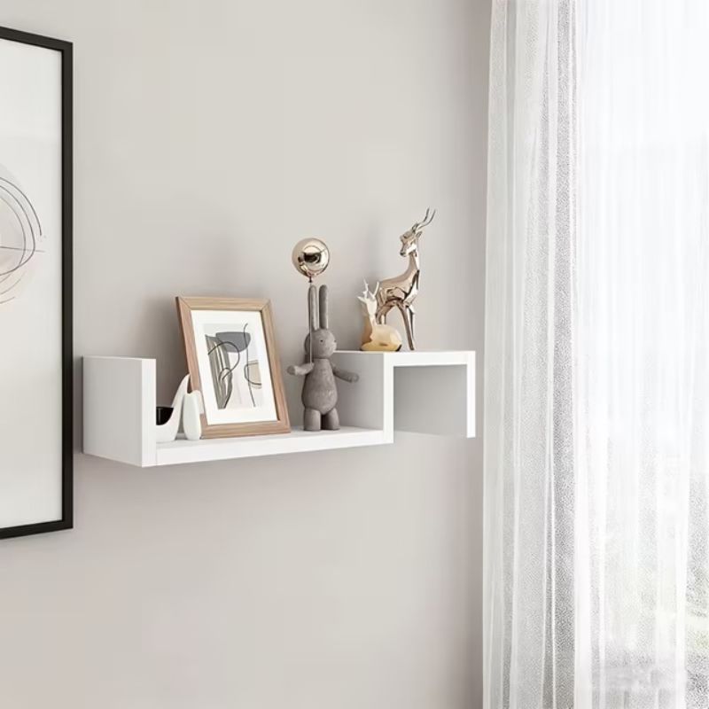 Комплект рафтове за стена 2 броя, дърво, бели, 58x12x10см