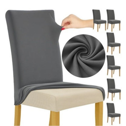 Еластични калъфи за столове Ruhhy, комплект от 6 броя, тъмно сив
