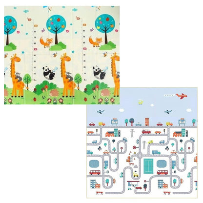 Детско Килимче за Пълзене и Игра от Термоизолираща пяна, 180х200х1 см, Сгъваемо, С Калъф за съхранение