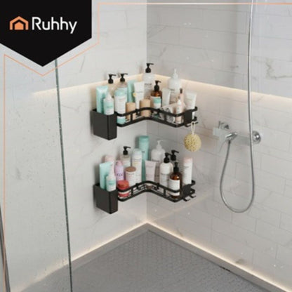 Комплект от 2 бр ъглови рафта за баня Ruhhy, черен