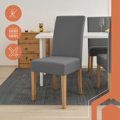 Еластични калъфи за столове Ruhhy, комплект от 6 броя, тъмно сив