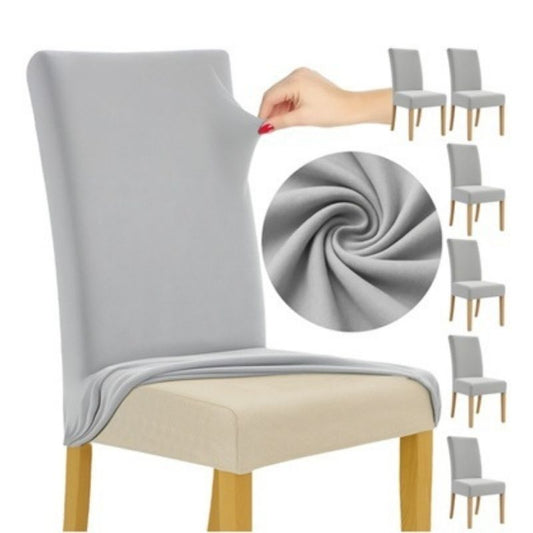 Еластични калъфи за столове Ruhhy, комплект от 6 броя, светло сив