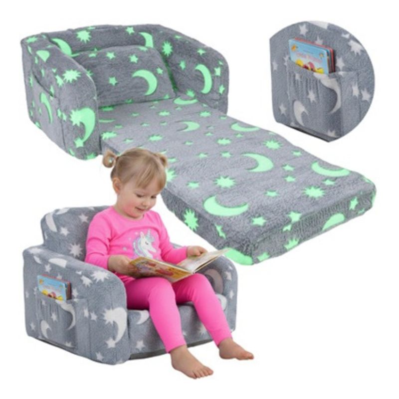 Детски плюшен разтегателен фотьойл Kruzzel, светещ в тъмното