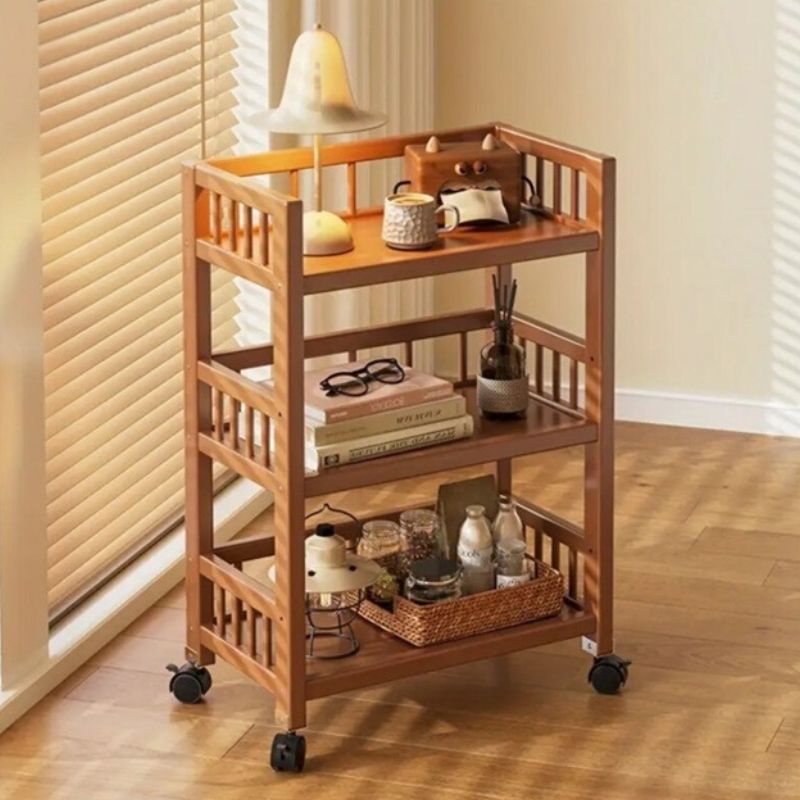 Етажерка, бамбукова, мобилна, 30x50x82 см