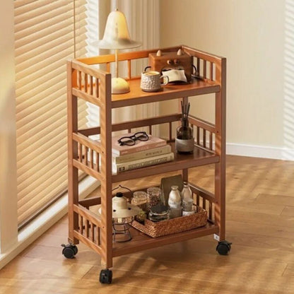 Етажерка, бамбукова, мобилна, 30x50x82 см