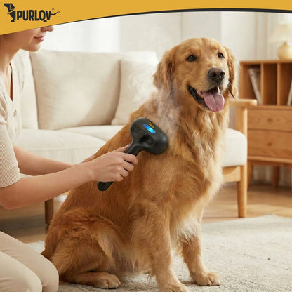 Електрическа парна четка за кучета и котки Purlov,  самопочистваща се, презареждаща се с USB