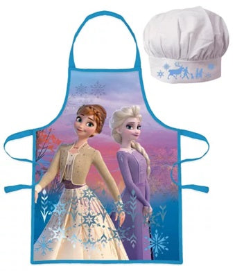 Синя детска готварска престилка Frozen с Елза и Анна