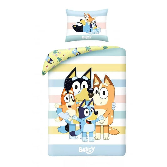 Детски спален комплект Bluey на райета с калъфка
