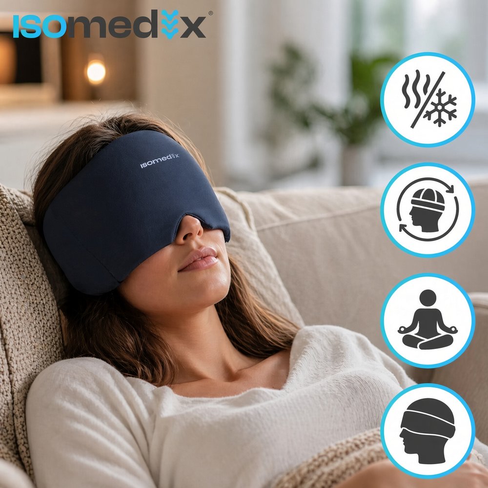 Гел маска Isomedix с икони за охлаждане, затопляне, 360° покритие и релаксация