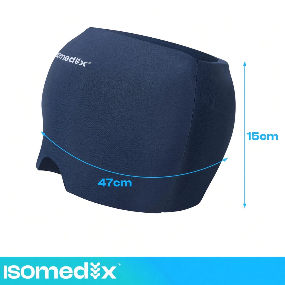 Гел маска Isomedix – размери 15 см височина и 47 см обиколка, тъмносиня