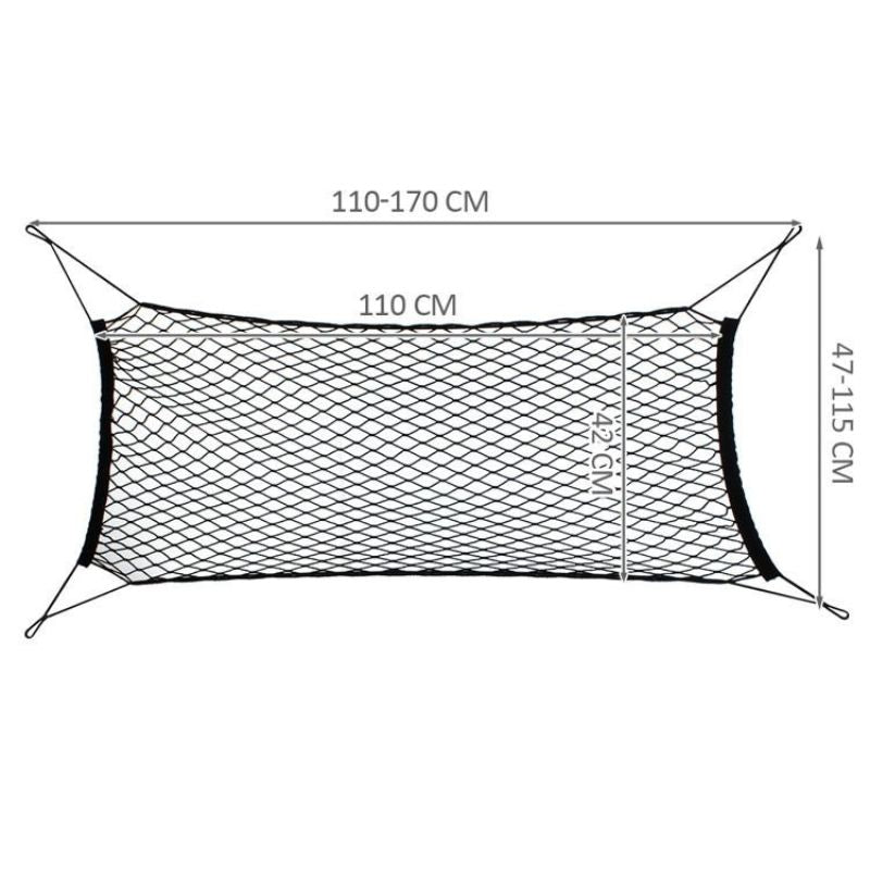 Мрежа за багажник, 110-170 х 42-110 см, Черна