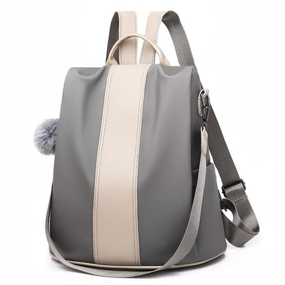 Сива дамска раница Aschley Grey с бежова лента