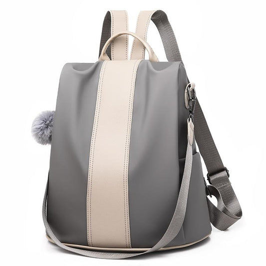 Сива дамска раница Aschley Grey с бежова лента